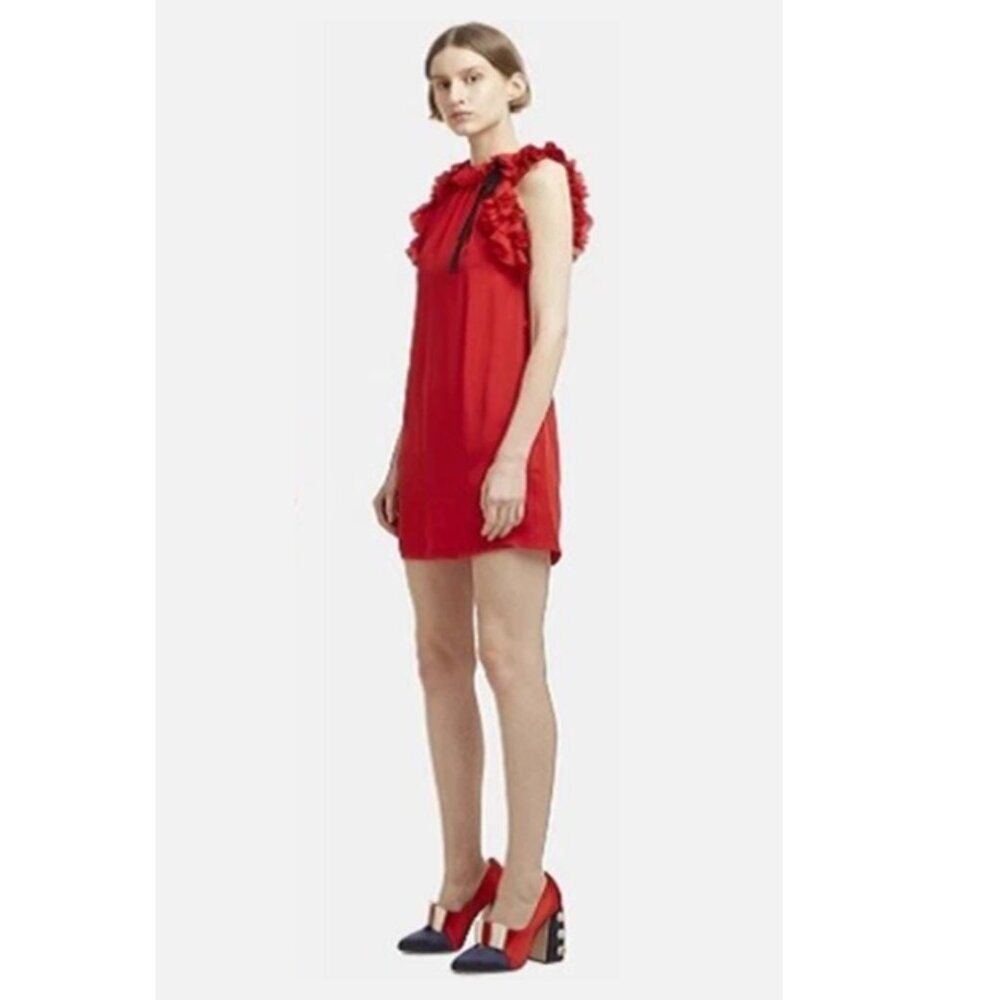 GUCCI Iconic Sleeveless Ruffle Cocktail Mini Dress in Red sz US 4-6 IT 42 $1620 - Picture 10 of 14